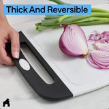 BPA-Free Reversible Kitchen Cutting Board Set of 3, US Designed, Nonporous, Juice Grooves Catch Liquid, Slip Resistant Border, Dishwasher Safe, Durable Large Food Chopping Boards, Black