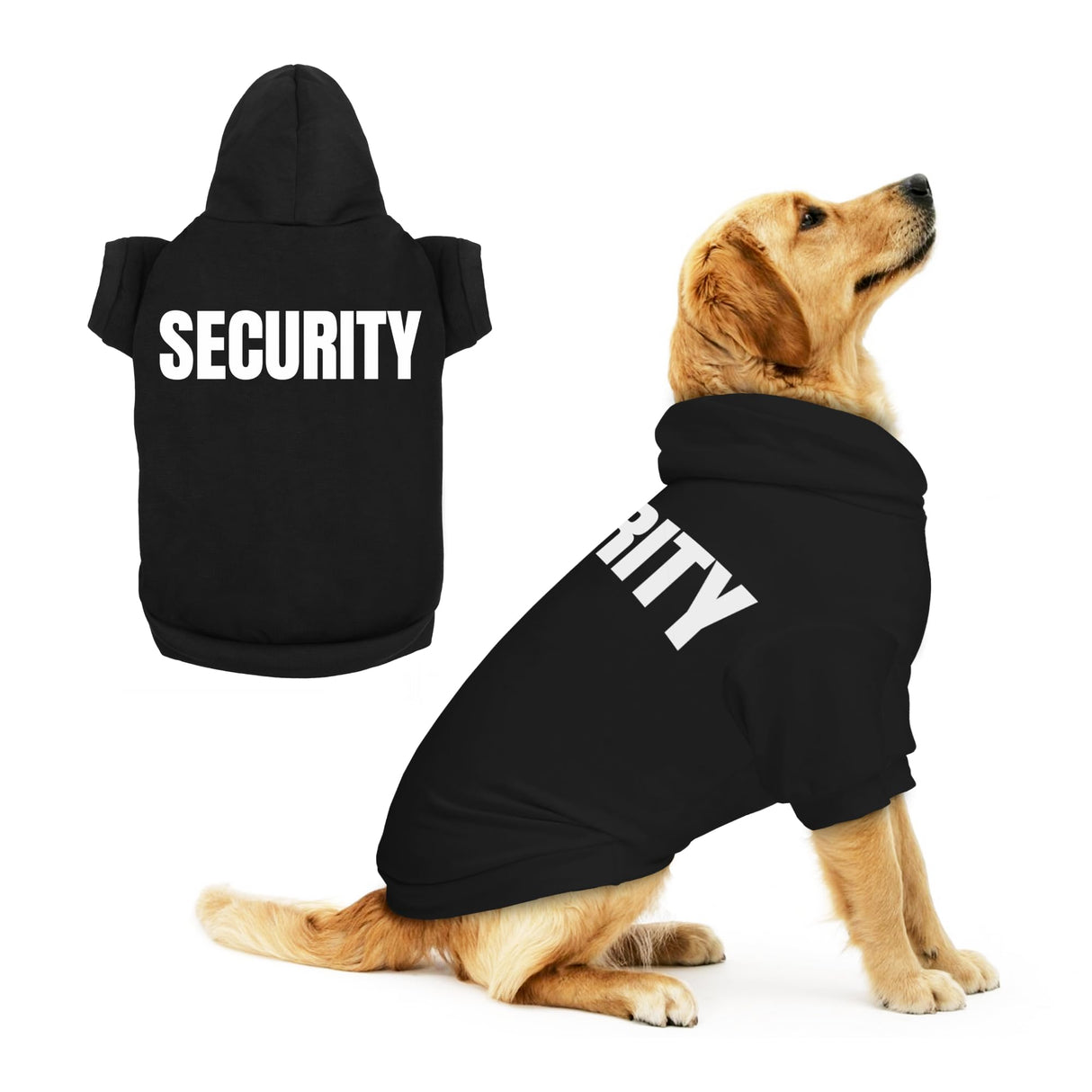 Glow in The Dark Dog Security Sweatshirt - Stretchy Cotton Tank Top Hoodie for Dogs - Premium Breathable Sleeveless Dog Sweaters with Fluorescent Printing