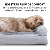 Furhaven Orthopedic Dog Bed for Large Dogs w/ Removable Bolsters & Washable Cover, For Dogs Up to 125 lbs - Plush & Suede Sofa - Gray, Jumbo Plus/XXL