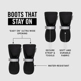 Canada Pooch Dog Winter Boots - Paw Protection, Anti-Slip Dog Shoes with Reflective Strap, Easy On for Small Medium Large Dog Booties - Black, Size 3