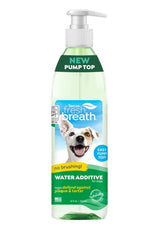 TropiClean Fresh Breath Water Additive for Dogs | Dog Breath Freshener & Teeth Cleaning Solution | No Toothpaste or Toothbrush Required | 16 oz + Pump