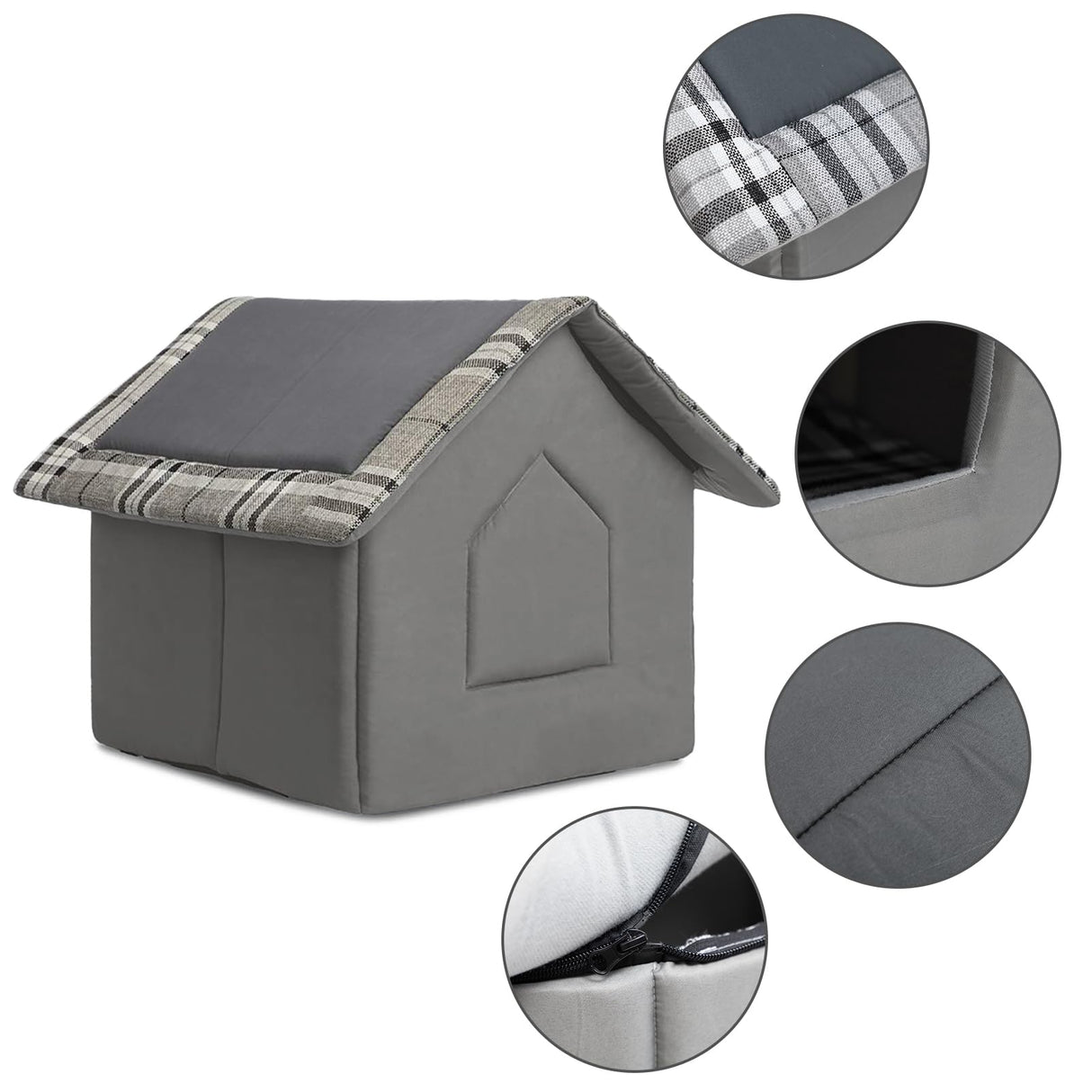 Hollypet Cozy Pet Bed House Warm Pet House Cave Sleeping Bed Puppy Nest for Cats and Small Dogs, Gray