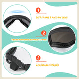 PETLESO Dog Goggles Sunglasses for Large Breeds - 2PCS Black & Clear UV Protection Set, Windproof Eye Wear for Medium to Large Dogs, Ideal for Riding/Driving/Hiking