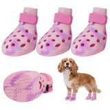 Dog Shoes for Hot Pavement, Adjustable Magic Tape Boots for Small, Medium & Large Dogs, Anti-Slip, Easy to Clean Paw Protectors for Beach, Outdoor & Hot Weather (Pink M)