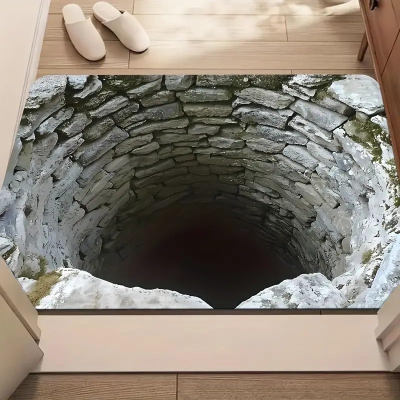 3D Optical Illusion Rug, Get Scared, Rug That Looks Like a Hole, Rugs Optical Illusion, As Test & Game with Your Cat or Dog (C-23.6x35.4in)