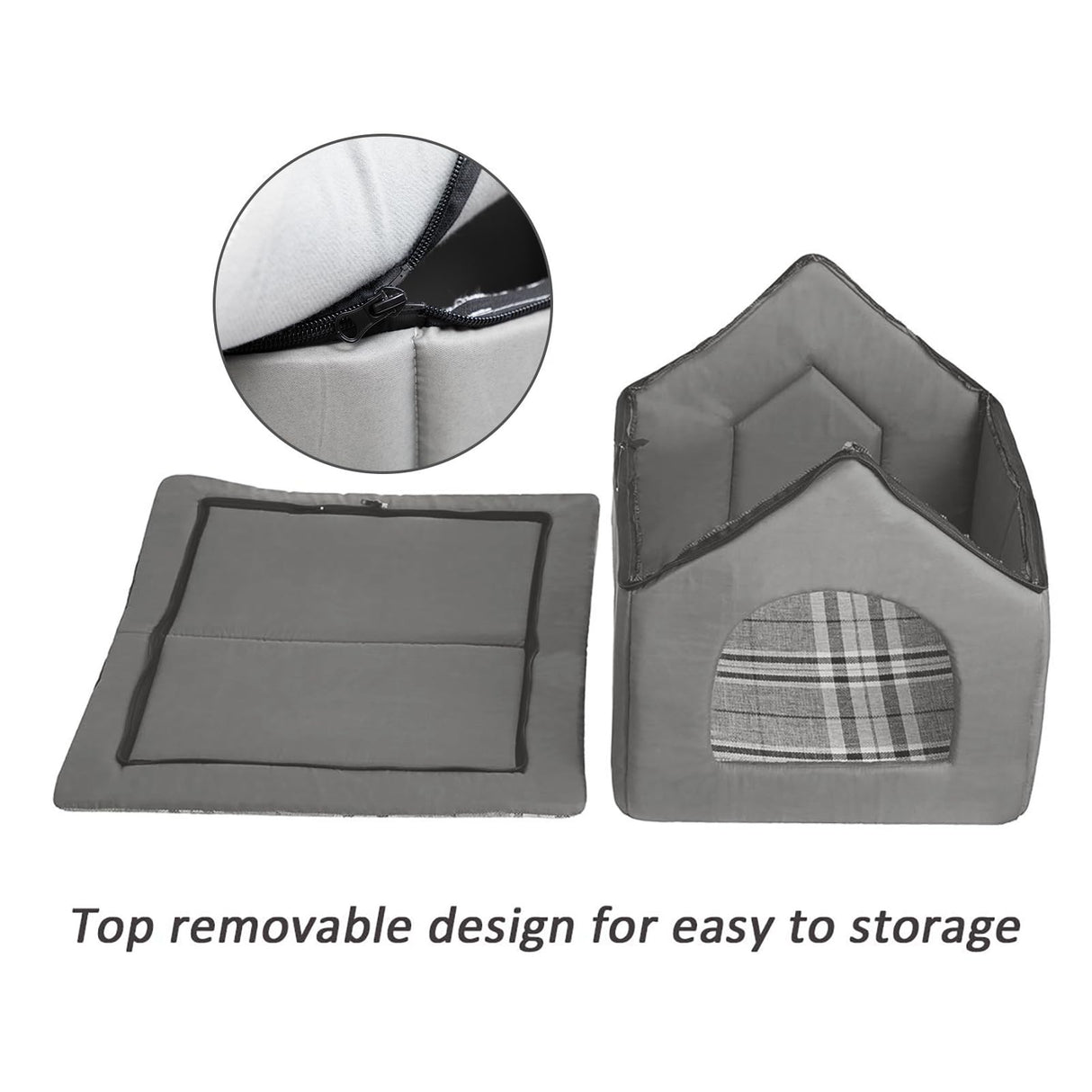 Hollypet Cozy Pet Bed House Warm Pet House Cave Sleeping Bed Puppy Nest for Cats and Small Dogs, Gray