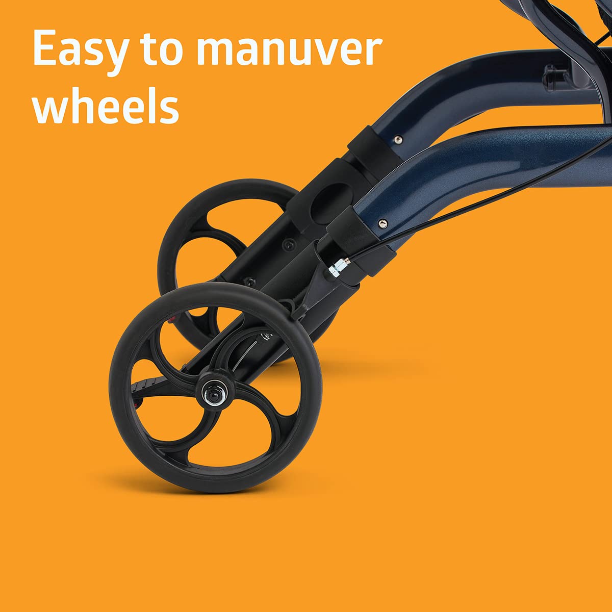 Medline Aluminum European Style Foldable Rollator with Backrest, 300 lbs. Capacity, Navy — For Foot & Leg Injuries & Post-Surgery, 1 Ct.