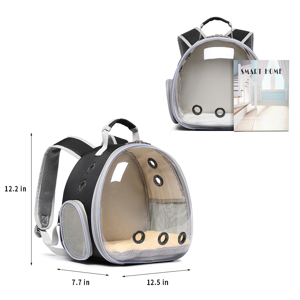 Bunny Carrier, Guinea Pig Carrier,Small Animal Carrier Backpack for Rabbit,Bearded Dragon, Lizard,Hamster,Kitten. Breathable Pet Travel Cage Bag Perfect for Vet Visits & Outdoor Adventures (Black)