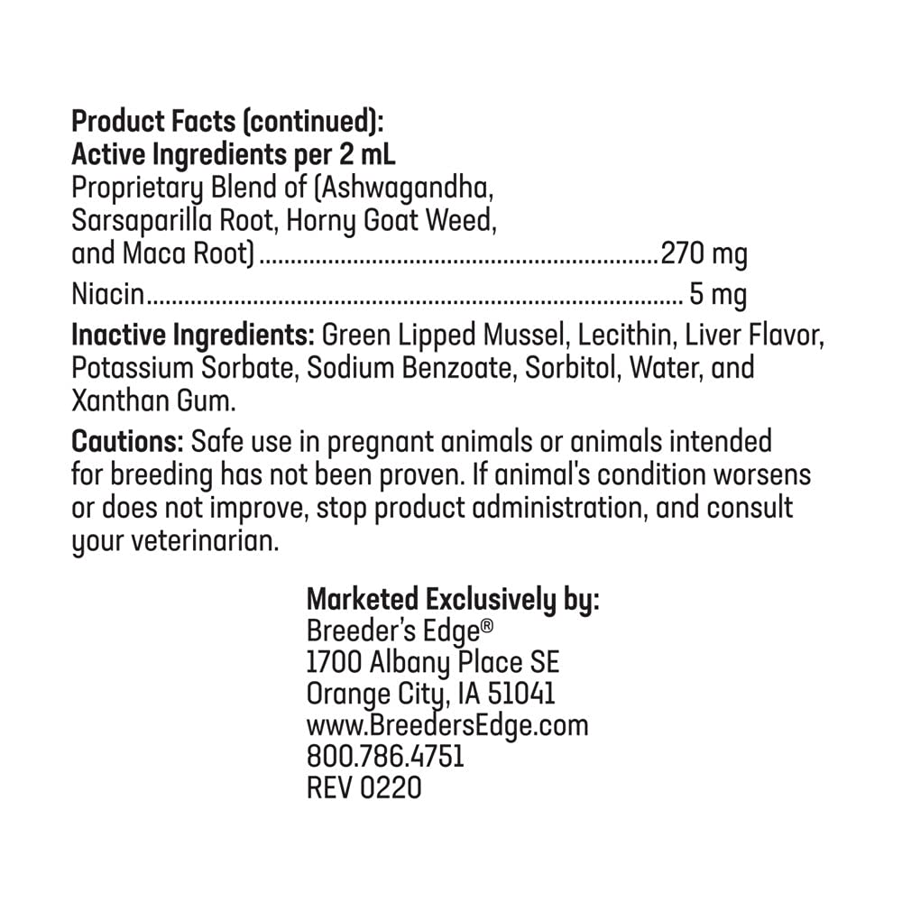 Breeder’s Edge Get Him Going, Reproductive Performance Supplement for Male Dogs and Cats, Supports Libido, Energy, Hormone Balance and Fertility, Horny Goat Weed, Maca, Ashwagandha, Made in USA, 30 ml