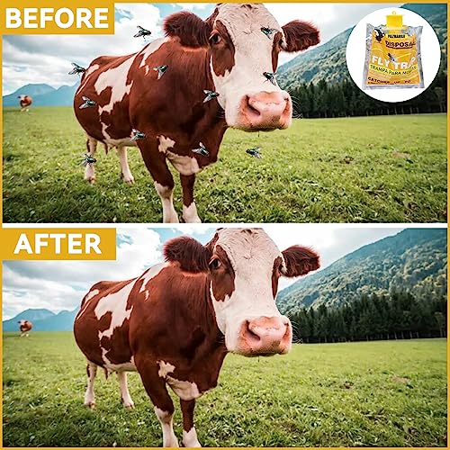 Fly Traps Outdoor Fly Traps Bag Fly Catchers Outdoors Upgraded 40g Bait. Stable Horse Ranch Fly Trap. Disposable Fly Traps Outdoor Hanging Fly Killer 4 PCs…