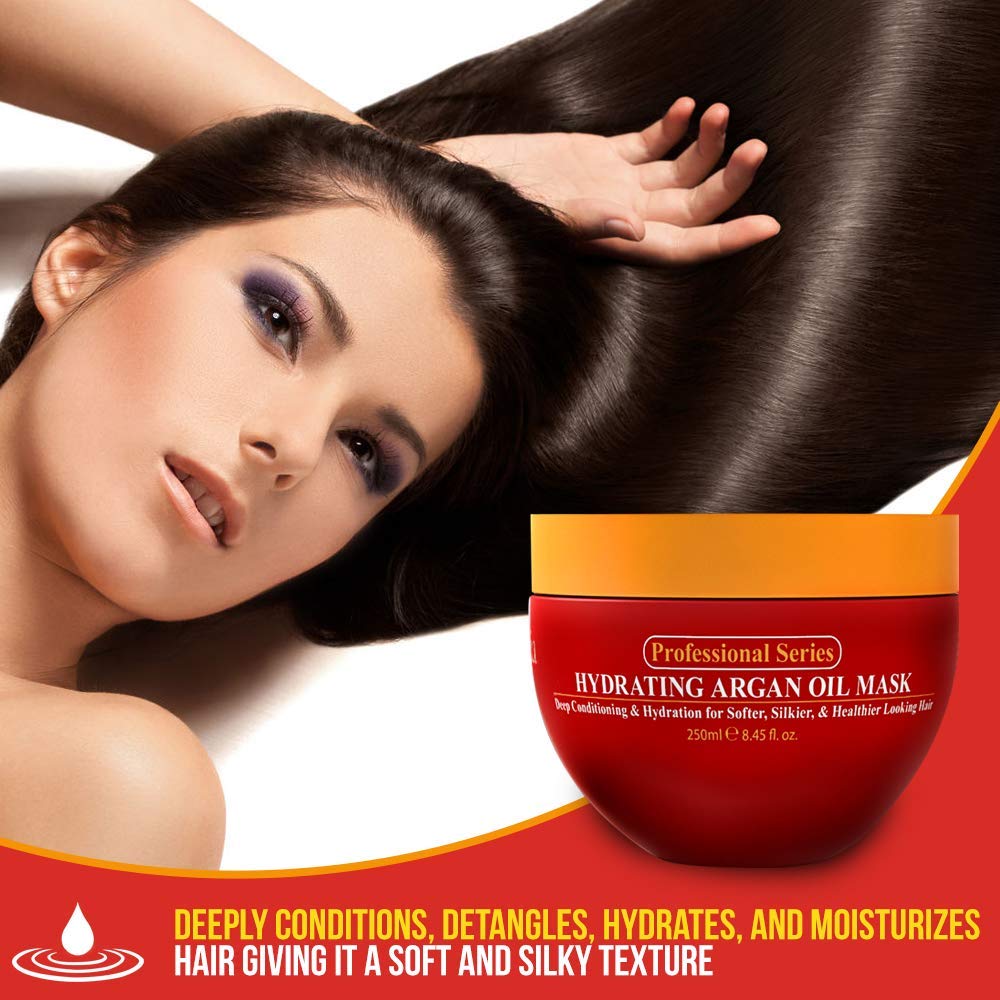 Hydrating Argan Oil Hair Mask and Deep Conditioner for Dry or Damaged Hair (8.45 oz Jar)