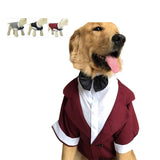 Lovelonglong Pet Costume Dog Suit Formal Tuxedo with Black Bow Tie for Large Medium Small Dogs Cat Wedding Clothes Reddish Brown L