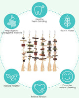 DBNESS 6PCS Bunny Chew Toys, Hamster Rabbit Cage Hanging Chew Toys, Natural Apple Wood Bunnies Treats, Improve Small Animal Teeth Health for Guinea Pig Chinchilla Ferret Rats Gerbil