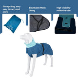 Vilichi Dog Raincoat, Waterproof Jacket, Windproof & Lightweight Outdoor Rain Coat, Body Coverage Poncho,with Storage Bag, Blue, for Medium Breed (Large)