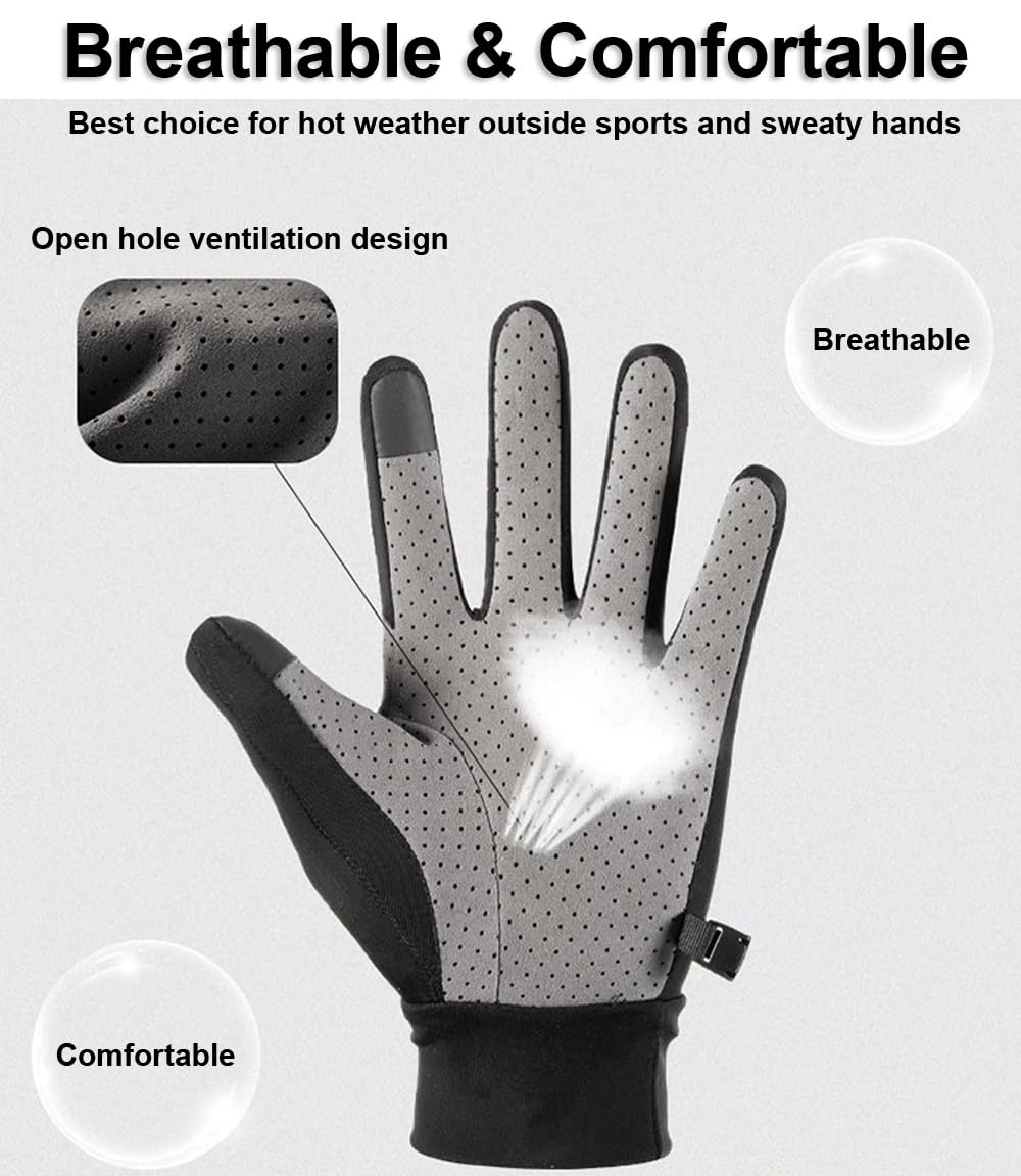 SUJAYU Full Finger UV Protection Gloves - Women & Men's Thin Fishing, Hiking, Cycling, Driving, Gym Gloves (Grey, Large)