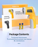 Eventek Digital Infrared Thermometer, -58℉～1112℉(-50℃～600℃) Non-Contact Laser Temperature Gun with Color Display & Adjustable Emissivity for Cooking/BBQ/Food/Fridge/Pizza Oven/Engine (Not for Human)