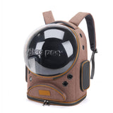 Cat Backpack Carrier, Breathable Cat Carrier Large Space Bubble Pet Backpack for Small Dog and large cat up to 18lbs, Transparent & Foldable Pet Carrier for Travel Hiking (Brown)