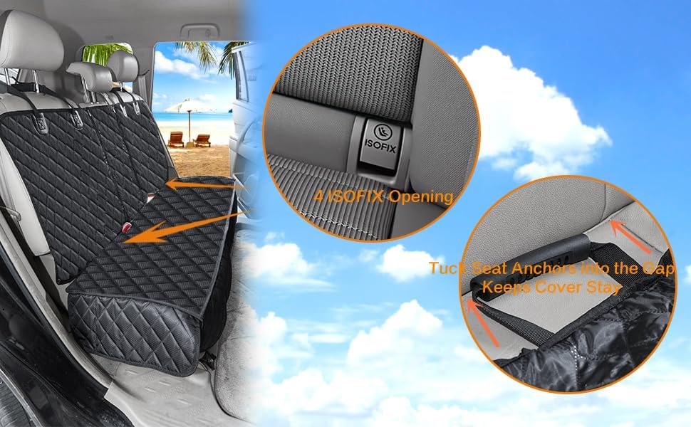 Dog Car Seat Cover for Back Seat Cover for Kids ISOFIX Car Seat Protector for Dogs Nonslip Water Proof Universal Fit Dog Car Seat Cover for Truck SUV(Large,Black)