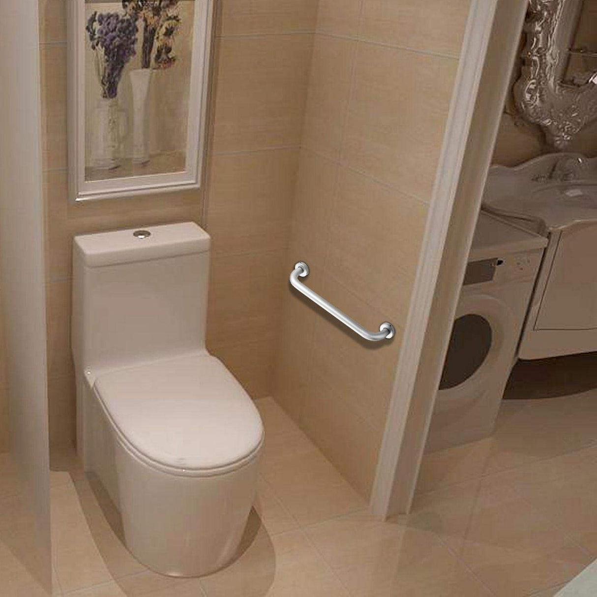 2 Pack 16 Inch Shower Grab Bar, ZUEXT Chrome Stainless Steel Bathroom Grab Bar, Shower Handle, Bathroom Balance Bar, Safety Hand Rail Support - Handicap, Elderly, Injury, Senior Assist Bath Handle