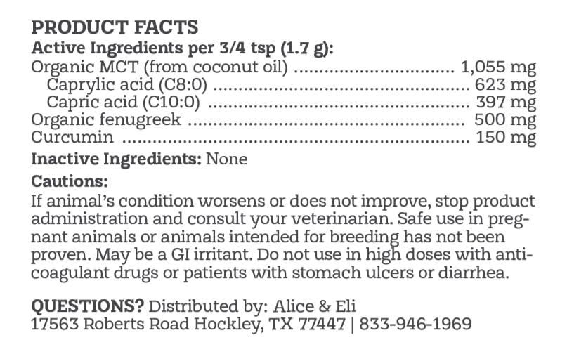 Alice & Eli Golden Groovin' - Turmeric for Dogs - Natural Immune & Joint Support for Dogs - with Organic Curcumin, MCT & Fenugreek - 30 Day Large Dog Supply