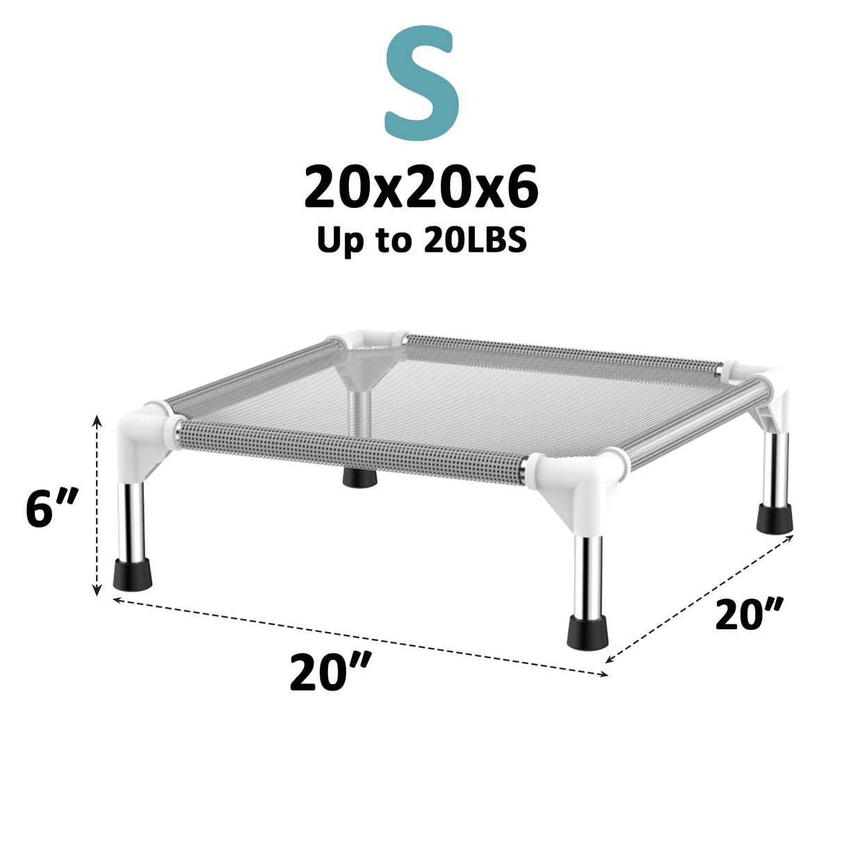 Elevated Dog Bed with Teslin Cooling Fabric - Lightweight Dog Cot for Small Dogs, Waterproof & Washable Breathable Mesh, Raised Pet Bed for Indoor Outdoor Use, Anti-Slip, Easy Clean