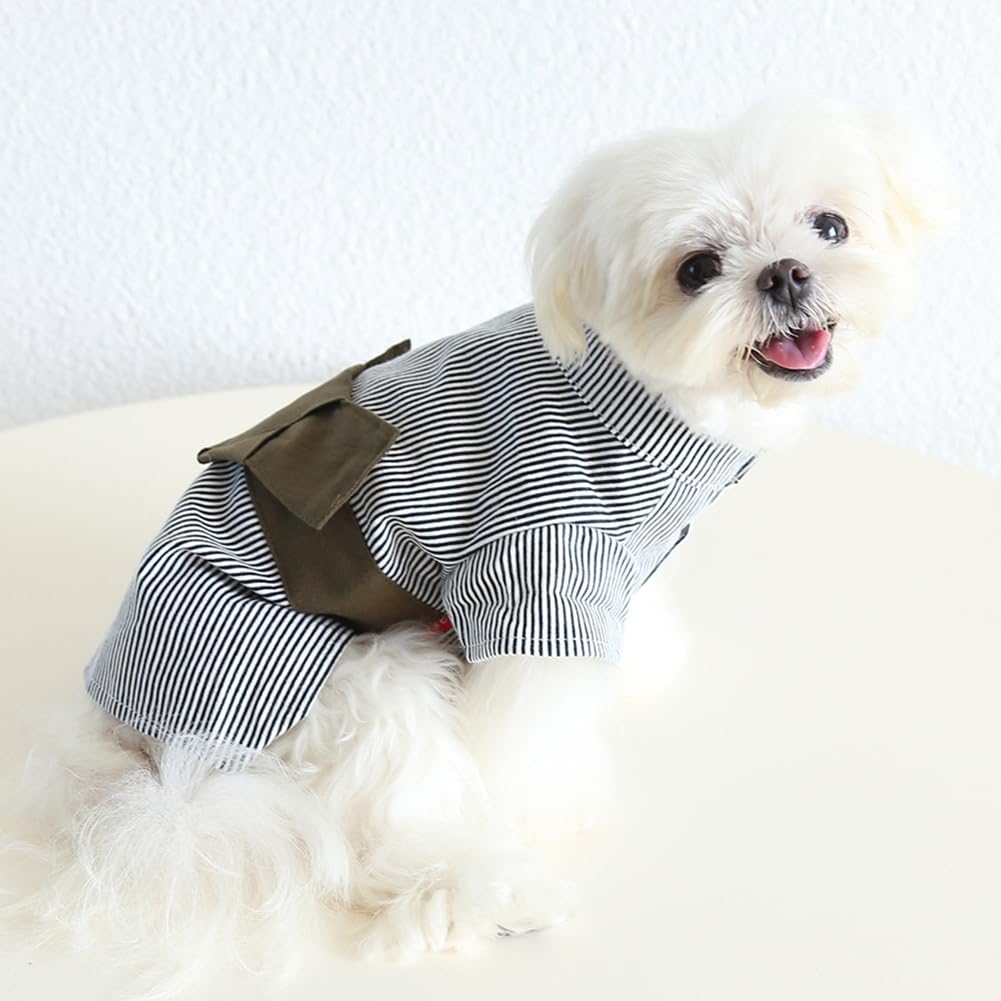 MaruPet Japanese Kimono for Pet Halloween Costume Bowknot Dog Dress for Small, Extra Small Dog X-Stripes XS