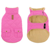 Winter Coat for Small Dogs, Puppy Plaid Jacket, Cotton Coat for Cold Weather, Windproof Warm Dog Garments, Pet Thickened Outfits Indoor Outdoor, Pink S