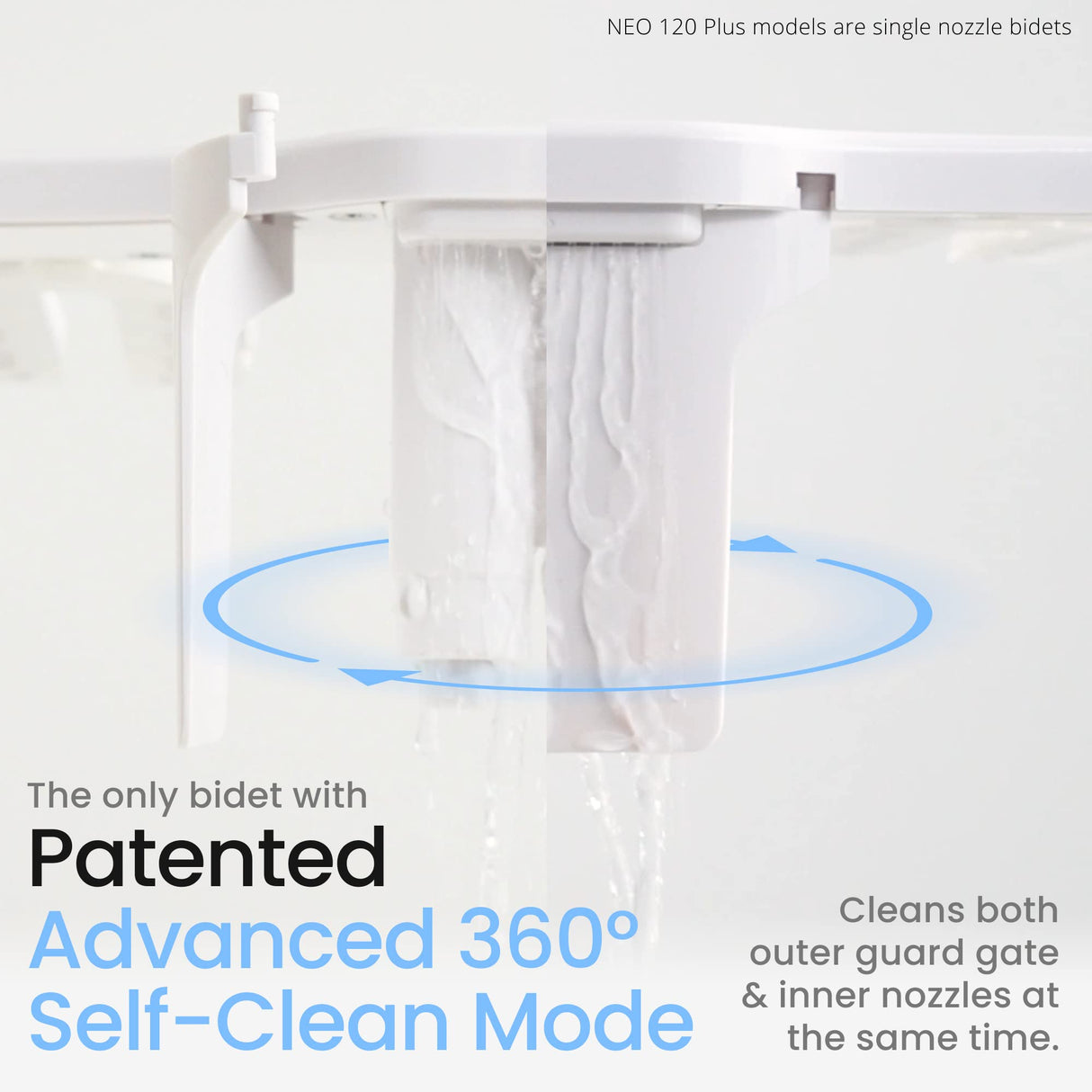 LUXE Bidet NEO 185 Plus-Only Patented Bidet Attachment for Toilet Seat,Innovative Hinges to Clean,Slide-in Easy Install,Advanced 360° Self-Clean,Dual Nozzles,Feminine & Rear Wash (White),NeoPlus185sww