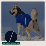 Kuoser Extra Warm Dog Coat, Windproof Cold Weather Dog Jackets for Large Dogs, Thick Fleece Lining Pet Turtleneck Snowsuit Reflective Adjustable Puppy Winter Coat Doggie Snow Jacket Blue, XL