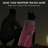 PETDSH Dog Coat Small, Windproof Dog Jacket with Warm Fleece Lining, Thickened Collar Dogs Winter Coat, Adjustable Reflective Pet Coats for Cold Weather (Pink, Small)