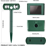 Lubatis 2 Pack Ultrasonic Solar Animal Repellent Animal Repeller to Repel Cat, Dog, Squirrel, Deer, Raccoon, Skunk, Rabbit, Waterproof with Motion Detector Green