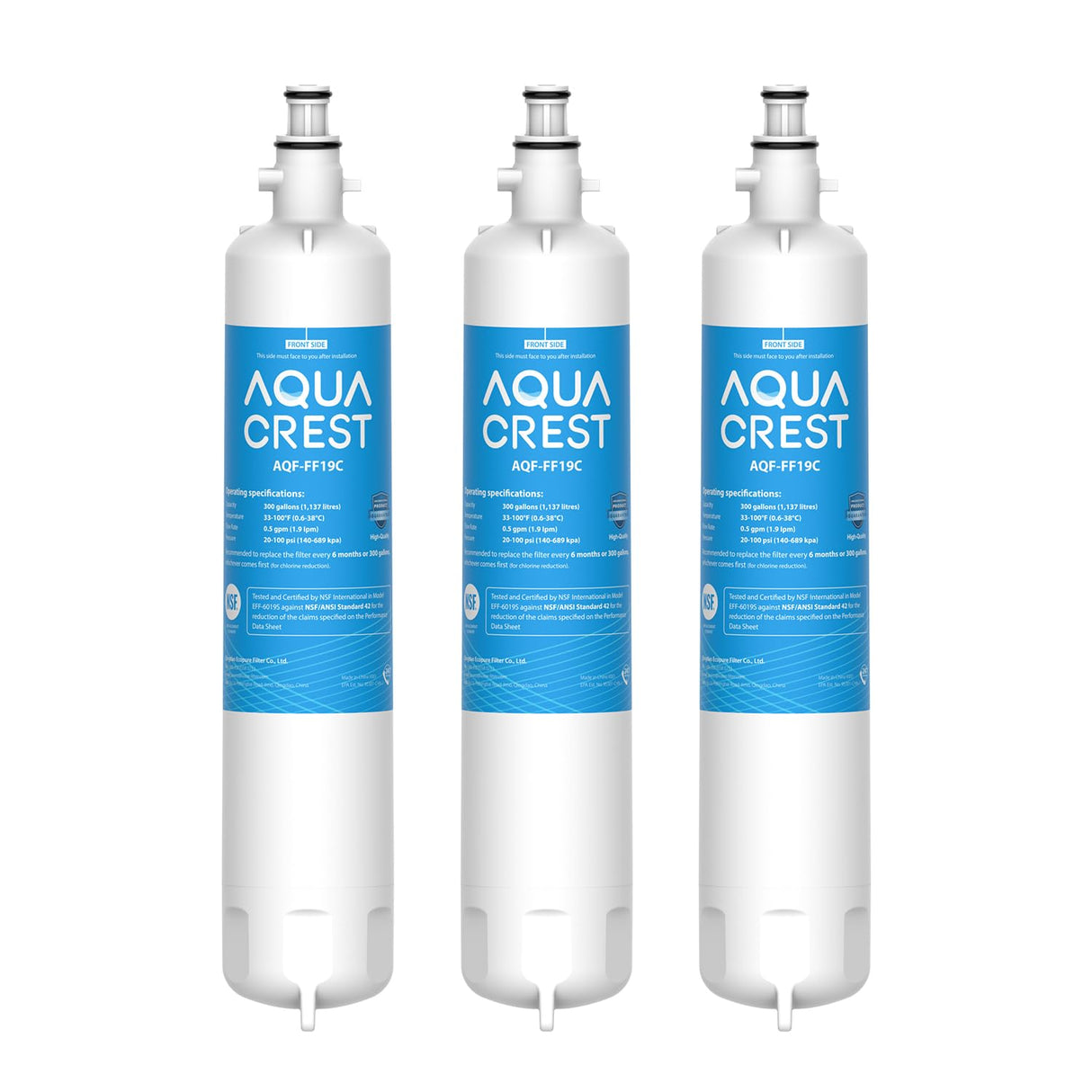 AQUA CREST Replacement for GE® RPWFE, RPWF (with CHIP) Refrigerator Water Filter, Compatible with GYE22HMKES, GYS22GMNES, GYE22HBLTS, DFE28JSKSS, GFE28HMHES, GNE29GYNFS, GFE28GYNFS, 3 Filters