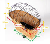 Wiklibox Natural Wicker Dog Bike Basket - 100% Organic Rattan Pet Carrier with Protective Grille - Eco Friendly Design - Soft Cotton Cushion & Mounting Bracket for Secure Bicycle Rear Luggage Rack