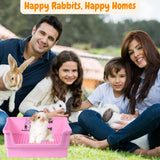 HoppScotch.bun Bumbox Deluxe Rabbit Litter Box, Extra Large 21.45" Training Cage with Toilet Tray for Small Animals, Pink