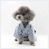 MANON ROSA Dog Costume Japanese Yukata Kimono - Traditional Pet Kimono Cosplay for Small Medium Dogs, Puppies Cats Kittens, Breathable Adjustable Outfit (9-14lbs Sky Blue,Large)