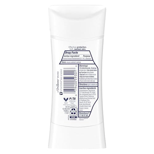 Dove Advanced Care Antiperspirant Deodorant Stick Clear Finish 4 Count deodorant that doesn’t stain clothes 72-hour odor control and all-day sweat protection with Pro-Ceramide Technology 2.6 oz