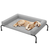 Simple Trending Elevated Dog Bed for Large Dogs, Cooling Raised Dog Cot with Bolsters, Breathable Pet Bed for Outdoor, 47.75" x 31", Grey