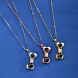 Wexibauyl Personalized Photo Necklace Custom Photo Projection Necklaces Dog Bone with Paw Print Pendant Necklace with Picture Inside Pet Dog Cat Memorial Necklace for Pet Lover Women Men