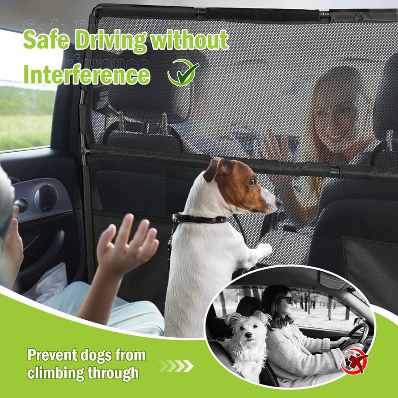 Farafox Dog Barrier for Car,56" Wide for Trucks SUV Sedans Pet Restraint Car Backseat,Backseat Divider Crossover Front Car Travel Back Seat Barricade Partition