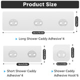 14 Pack Shower Caddy Adhesive Replacement, Strong Adhesive Hooks, Waterproof Shower Adhesive Strips, No Drilling, for Bathroom Storage Shelves and Kitchen Racks