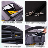 Large Dog Stroller-4 Wheel Pet Strollers for Medium Dogs or 2 Dogs- One-Click Foldable - Large Breathable Mesh & Sunroof - All Terrain Pet Stroller for Medium Senior Dog up to 88 lbs (Yellow)