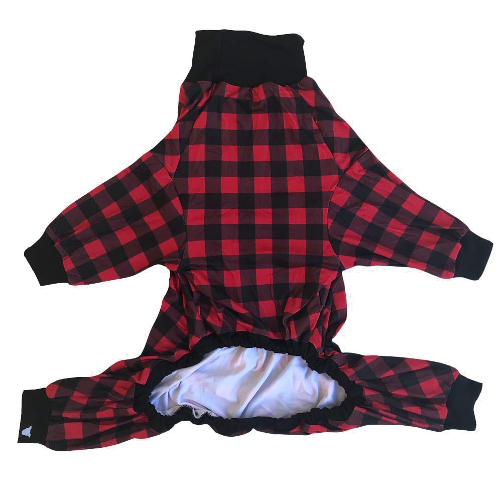 Tooth & Honey Dog Pajamas for Medium Dogs Red Buffalo Plaid Pajamas, Lightweight Pullover Pet Clothes with Full Coverage