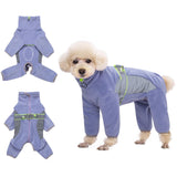 HDKUW Warm Small Dog Jumpsuit,Plush Fleece Puppy Onesie with D-Ring and Reflective Strips,Long-Sleeved Dog Cold Weather Coats for Small Medium Dogs Purple L