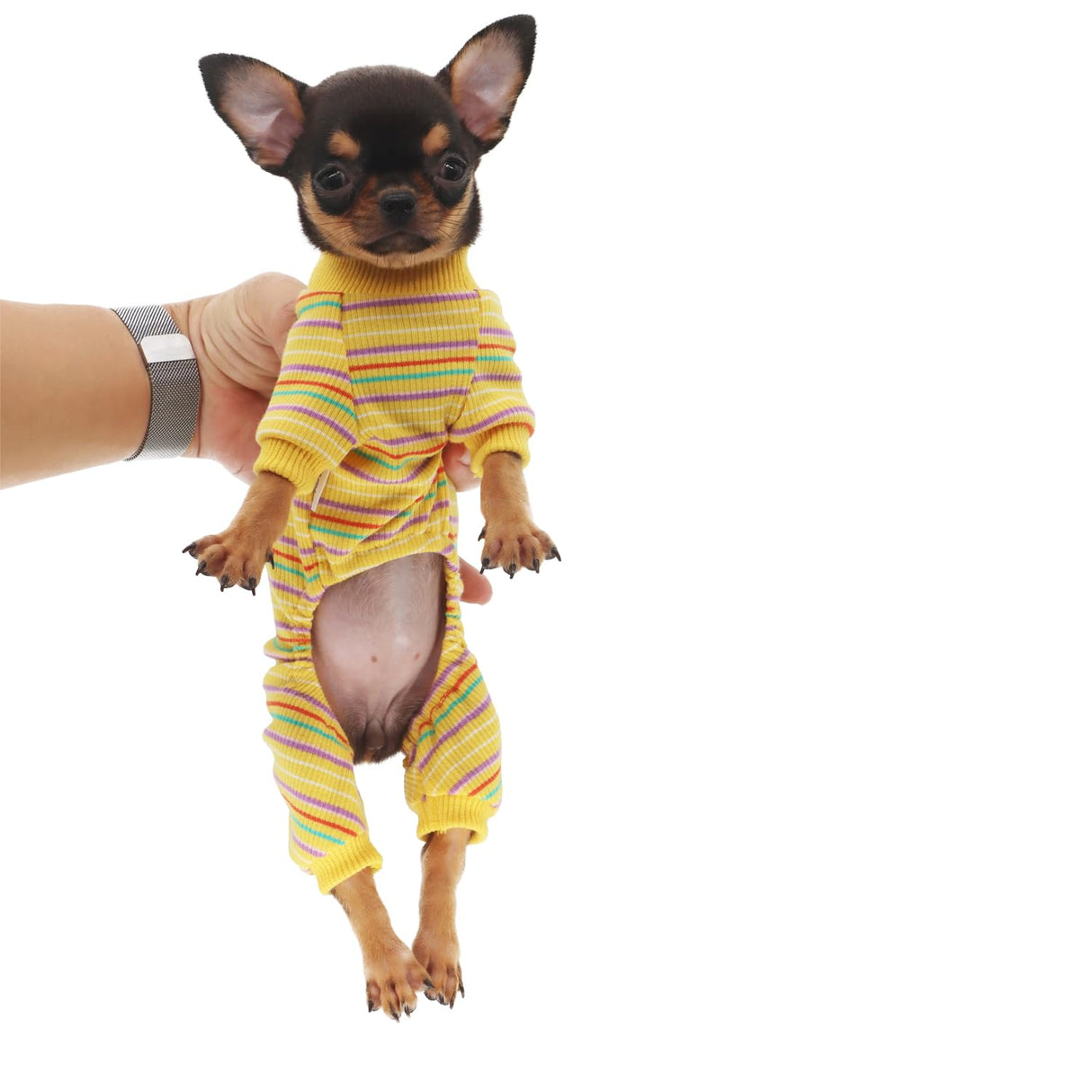 LOPHIPETS Dog Pajama Onesie for Small Dogs Teacup Chihuahua Yorkie Puppy Cat Clothes Apparel-Yellow/XXS
