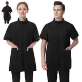 2 Pack Pet Grooming Workwear with Full Zipper, Hair Repellent Groomer Uniforms Anti-Static Waterproof Cosmetologist Barber Work Clothes Pet Shop Smock Jacket for Women Men, Large