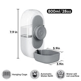 Lemtrflo 28oz Hanging Automatic Water Dispenser，Rabbit Water Bottle,Bunny Guinea Pig Ferret Water Bowl for Cage,Suitable for Small Animal Puppies(Cage Grid Spacing Over 1.2'') (Gray)