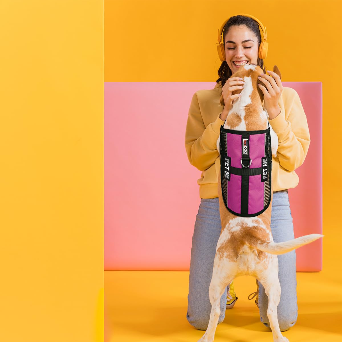 Dogline 22"-29" MaxAire Multi-Purpose Mesh Vest for Dogs and 2 Removable PET ME Patches, Large, Pink