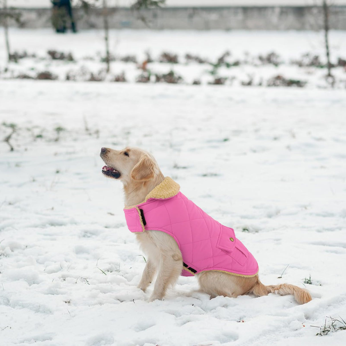 Winter Coat for Small Dogs, Puppy Plaid Jacket, Cotton Coat for Cold Weather, Windproof Warm Dog Garments, Pet Thickened Outfits Indoor Outdoor, Pink S