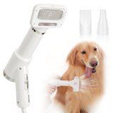 Portable Dog Hair Dryer with Brush – 300W, 3 Heat Settings, Professional, Overheat Protection for Small Medium Pets