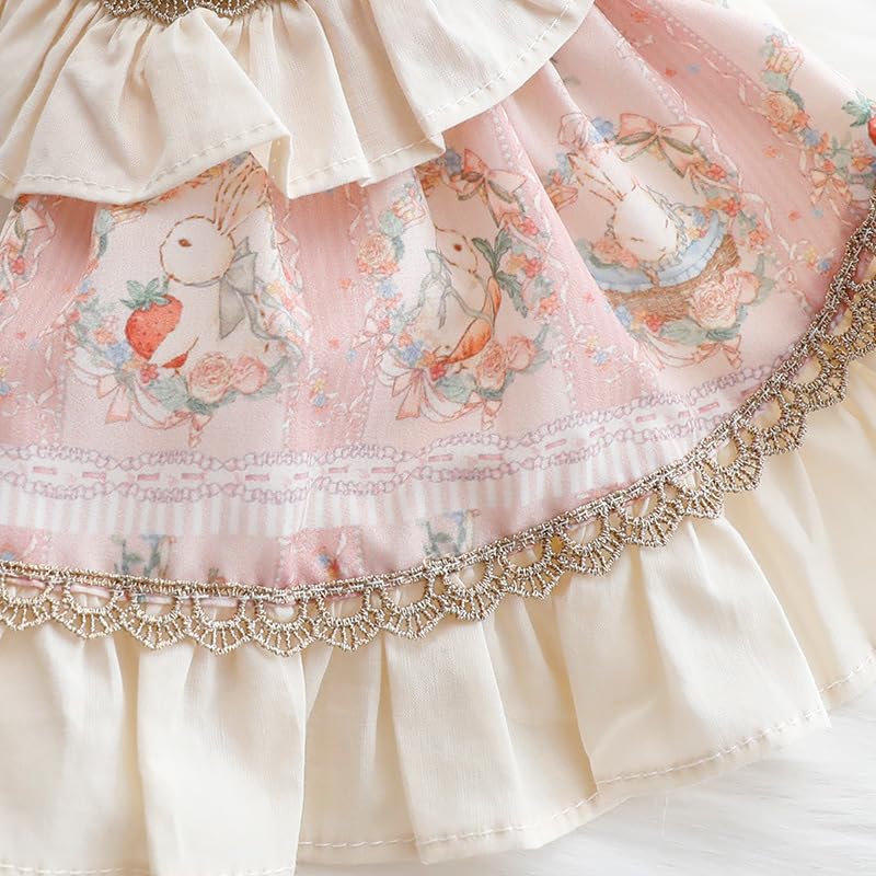 AZA Dog Princess Dresses for Small Dogs Cat Lolita Lace Bow Clothes Bunny Costume Pink Pet Girl Cute Coat Outfits Spring Costumes Summer (S,Pink Bunny)